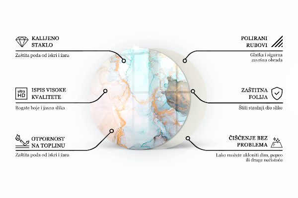 Rotonda vetro sotto stufa Motivo geometrico 3D