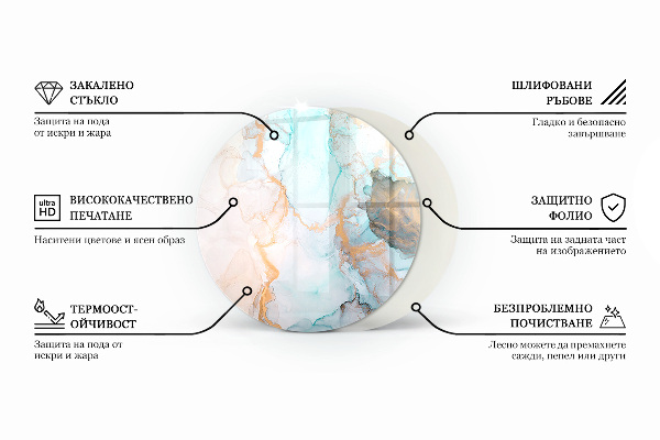 Rotonda vetro sotto stufa Tavole di legno naturale