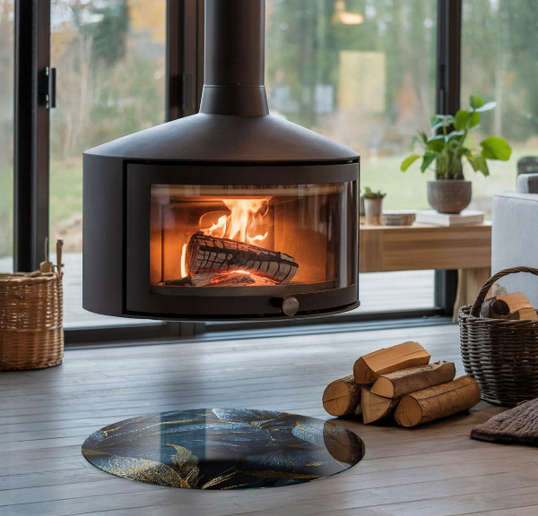 Rotonda vetro sotto stufa Foglie eleganti nella consistenza