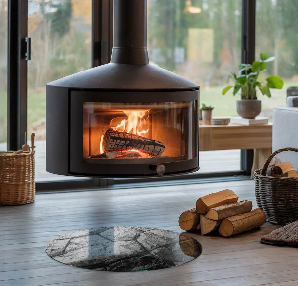 Rotonda vetro sotto stufa Modello in pietra naturale