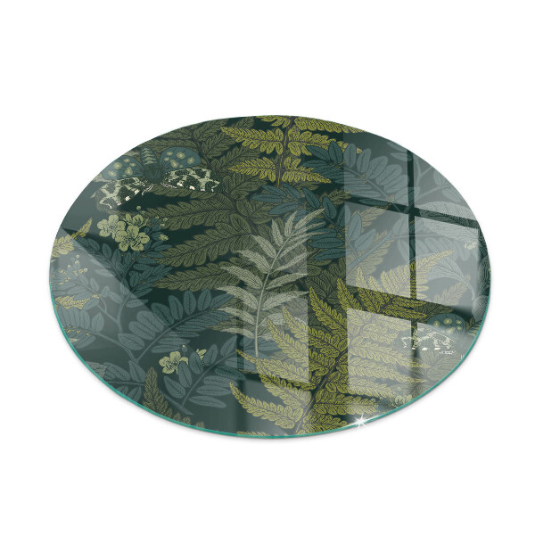 Rotonda vetro sotto stufa Motivi vegetali con farfalle