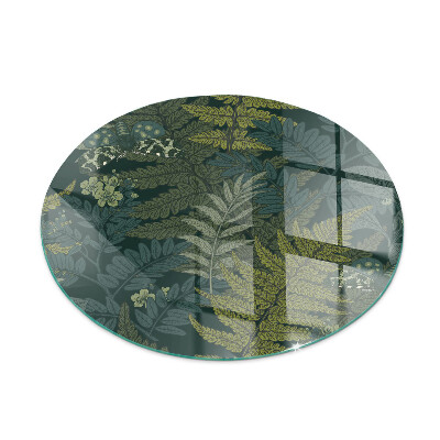Rotonda vetro sotto stufa Motivi vegetali con farfalle
