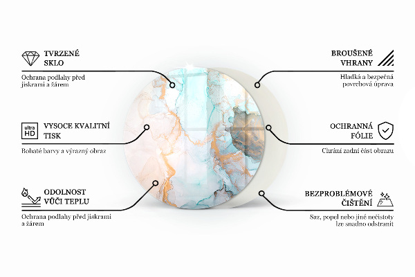 Rotonda vetro sotto stufa Delicato motivo marmoreo