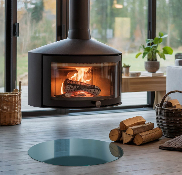 Rotonda vetro sotto stufa Colore del mare