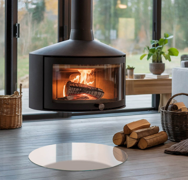 Rotonda vetro sotto stufa Colore Rosa pallido