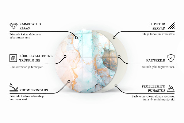 Rotonda vetro sotto stufa Colore avorio
