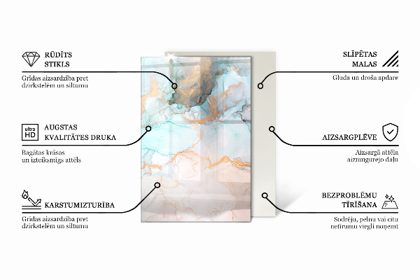 Rettangolare vetro sotto stufa Onde di linee delicate