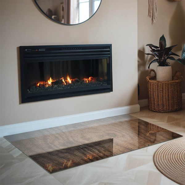 Rettangolare vetro sotto stufa Motivo in legno naturale