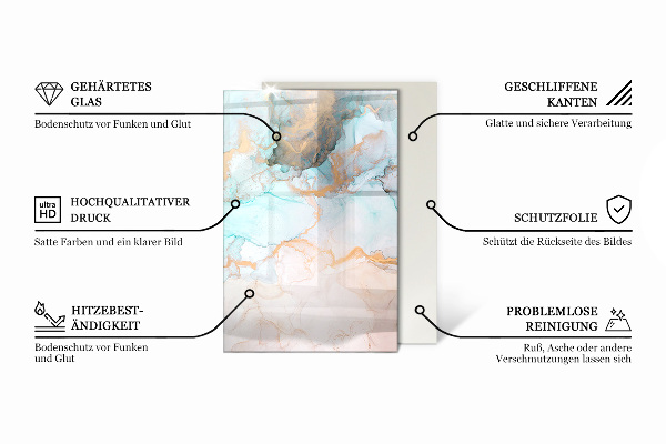 Rettangolare vetro sotto stufa Motivo marmoreo con venature