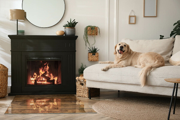 Rettangolare vetro sotto stufa Tavola di legno con venature