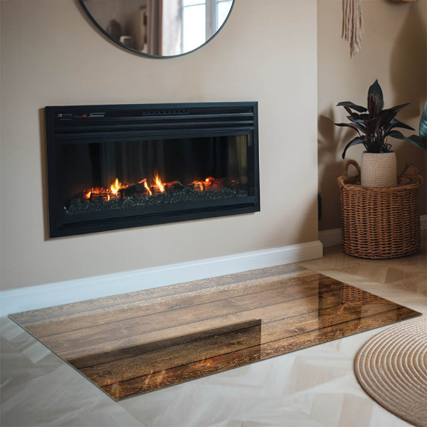 Rettangolare vetro sotto stufa Tavola di legno con venature