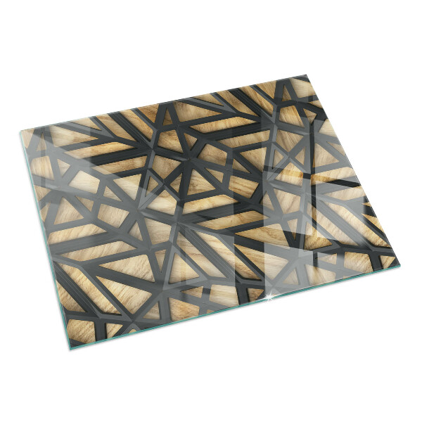 Rettangolare vetro sotto stufa Geometria con il legno