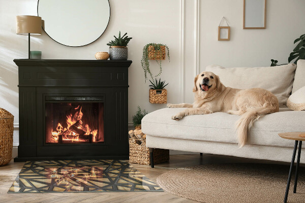 Rettangolare vetro sotto stufa Geometria con il legno