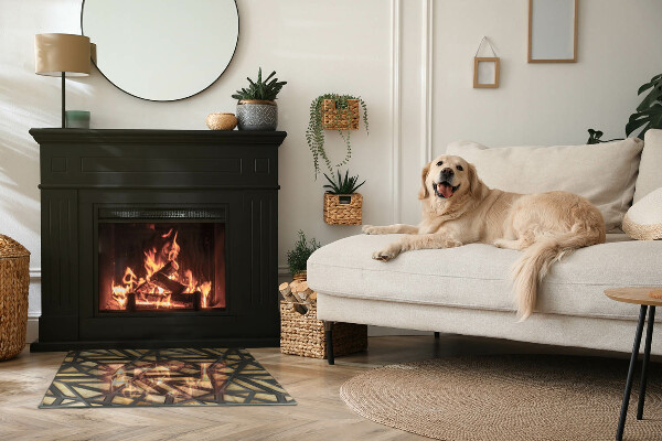 Rettangolare vetro sotto stufa Geometria con il legno