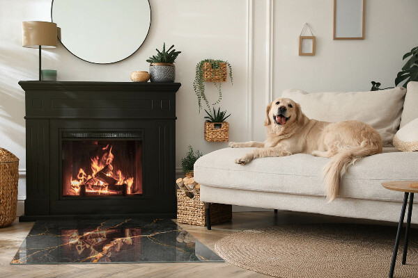 Rettangolare vetro sotto stufa Marmo elegante con venature