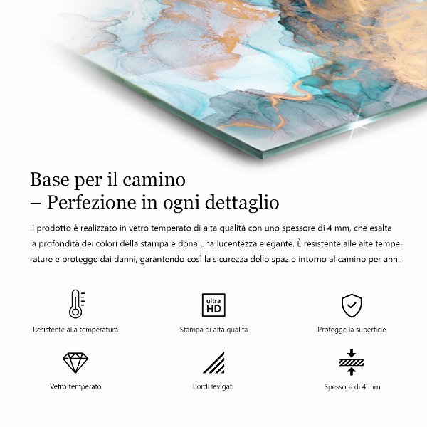 Rettangolare vetro sotto stufa Motivo astratto in marmo