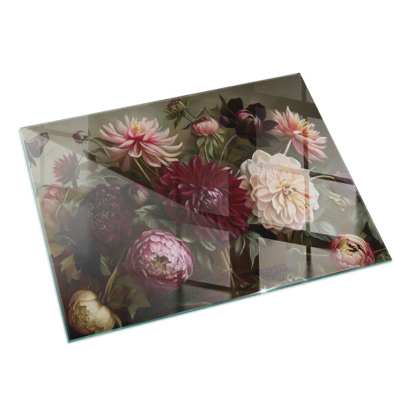 Rettangolare vetro sotto stufa Bouquet di fiori in dettaglio