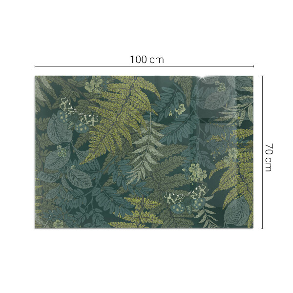 Rettangolare vetro sotto stufa Motivi vegetali con farfalle