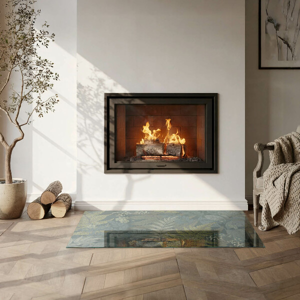 Rettangolare vetro sotto stufa Motivi vegetali con farfalle