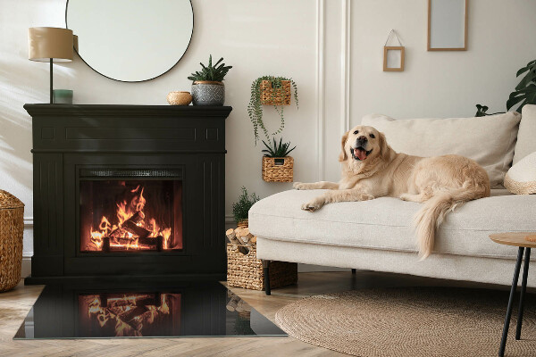 Rettangolare vetro sotto stufa Colore Nero