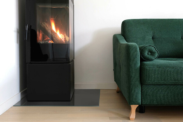 Rettangolare vetro sotto stufa Colore Grigio-marrone