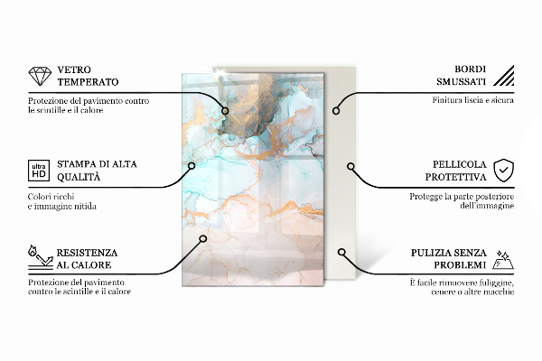 Rettangolare vetro sotto stufa Colore grigio-verde