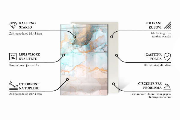 Rettangolare vetro sotto stufa Colore bianco