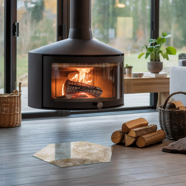 Esagonale vetro sotto stufa Foglie con motivi sottili