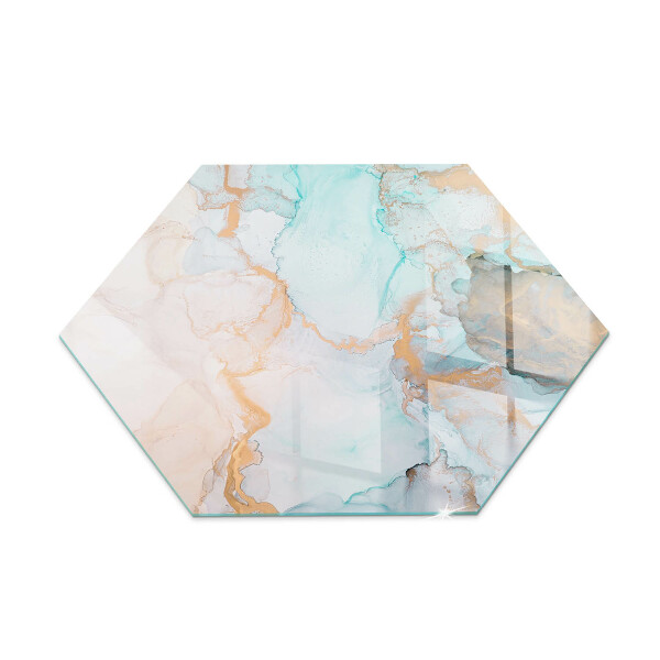 Esagonale vetro sotto stufa Modello fluido astratto