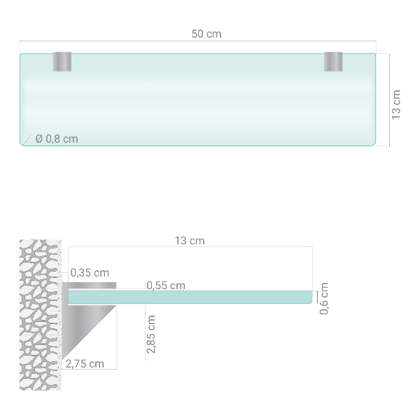 Mensola sottospecchio da bagno traslucida 50x13 cm