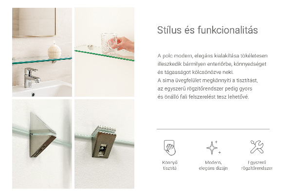 Mensola fluttuante in vetro 50x13 cm