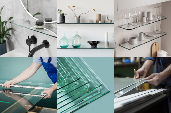 Mensola fluttuante in vetro 50x13 cm