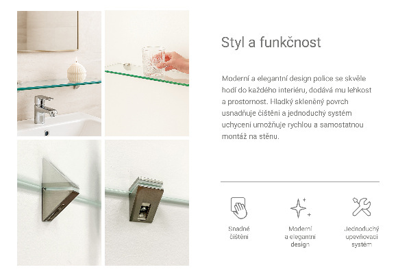 Mensola fluttuante in vetro 50x13 cm