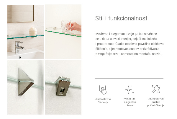 Mensola fluttuante in vetro 70x13 cm