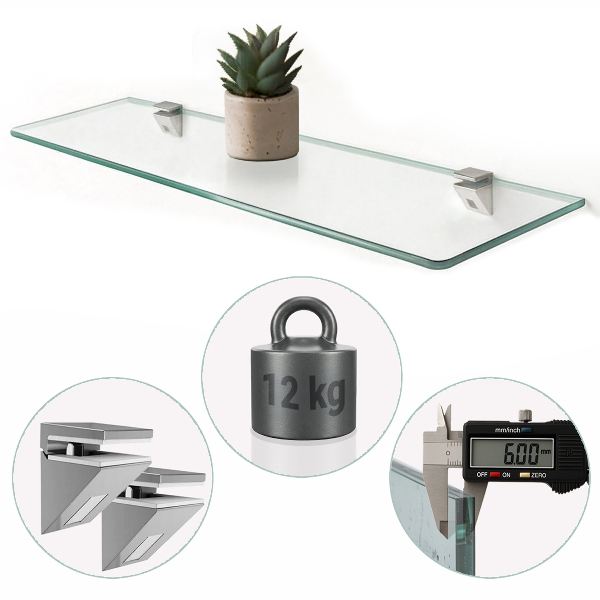 Mensola fluttuante in vetro 70x13 cm