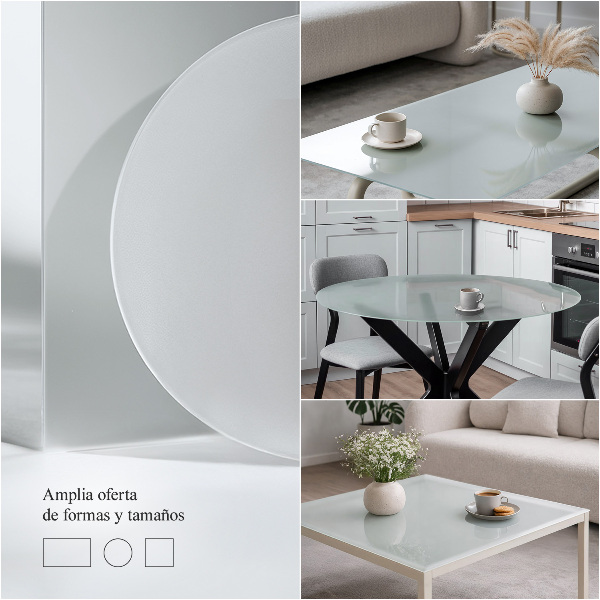 Piano per tavolo quadrato traslucido