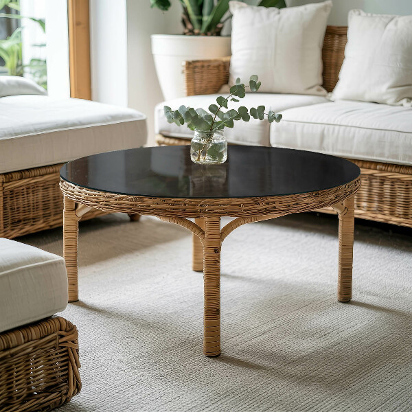 Top tavolo rotondo Elegante nero pieno