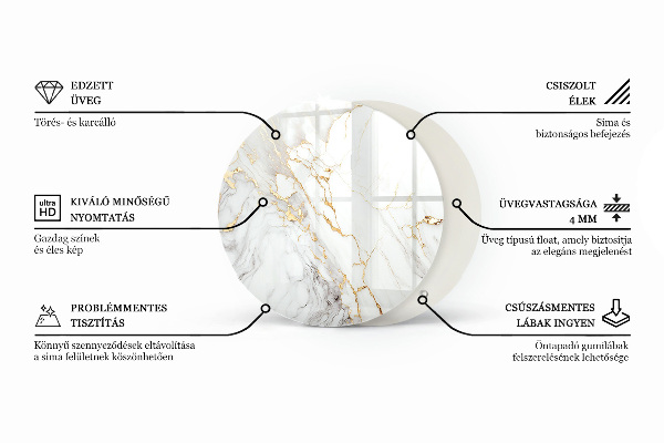 Top tavolo rotondo Composizione grafica in marmo