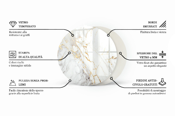 Top tavolo rotondo Composizione grafica in marmo