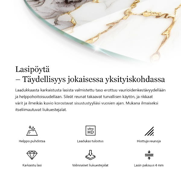 Top tavolo rotondo Sottili venature di marmo