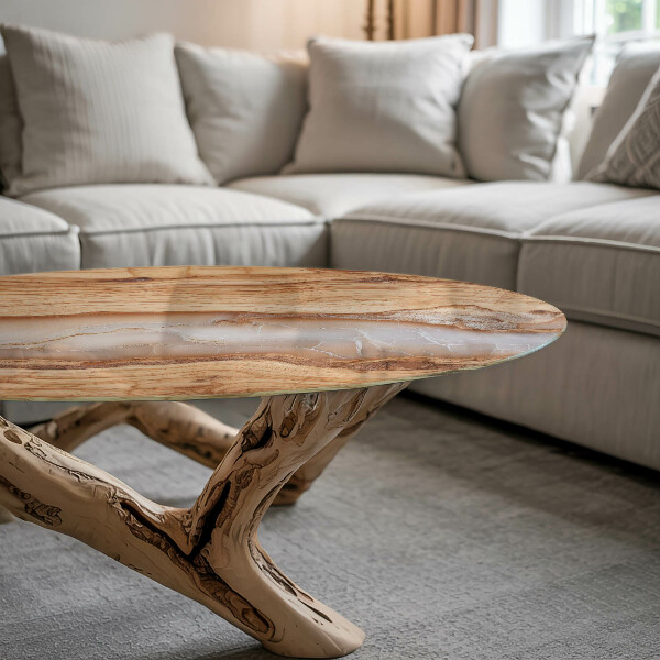 Top tavolo rotondo Legno in armonia con la resina