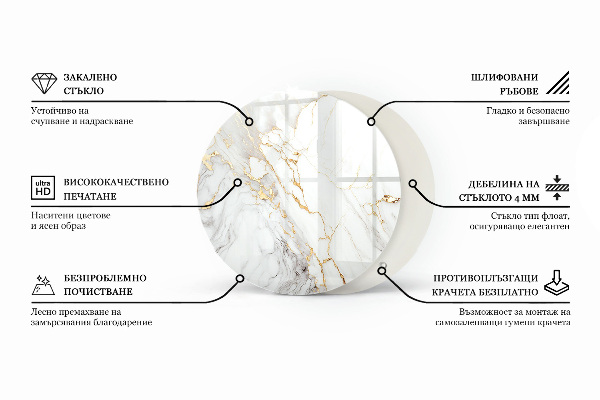 Top tavolo rotondo Venature del marmo nel design