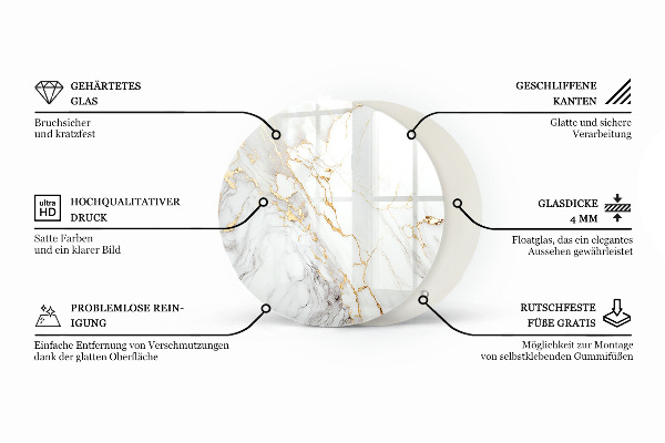 Top tavolo rotondo Venature del marmo nel design