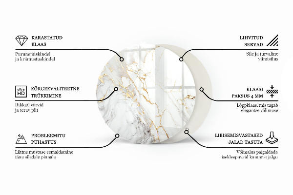 Top tavolo rotondo Venature del marmo nel design