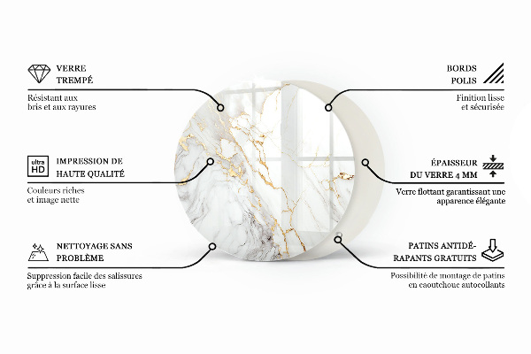 Top tavolo rotondo Venature del marmo nel design