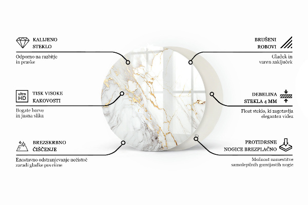 Top tavolo rotondo Venature del marmo nel design