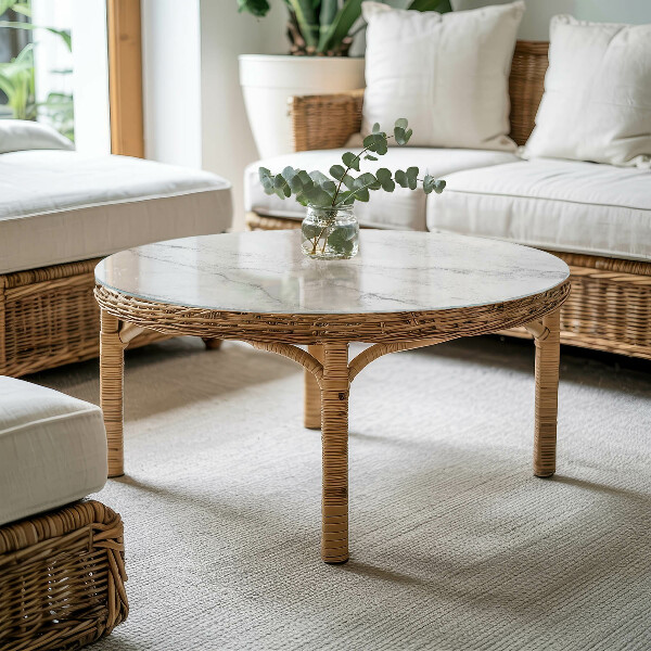 Top tavolo rotondo Motivo che imita il marmo