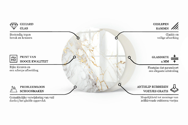 Top tavolo rotondo Motivo che imita il marmo