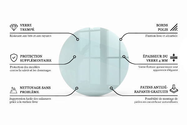 Piano rotondo per tavolo trasparente