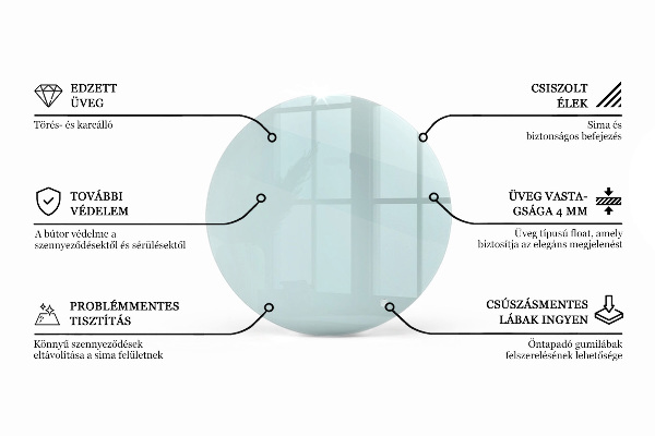 Piano rotondo per tavolo trasparente